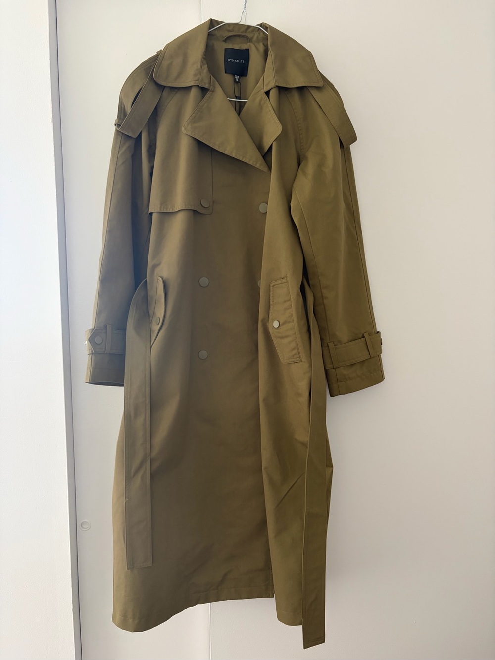 DYNAMITE Long Olive Trench Coat